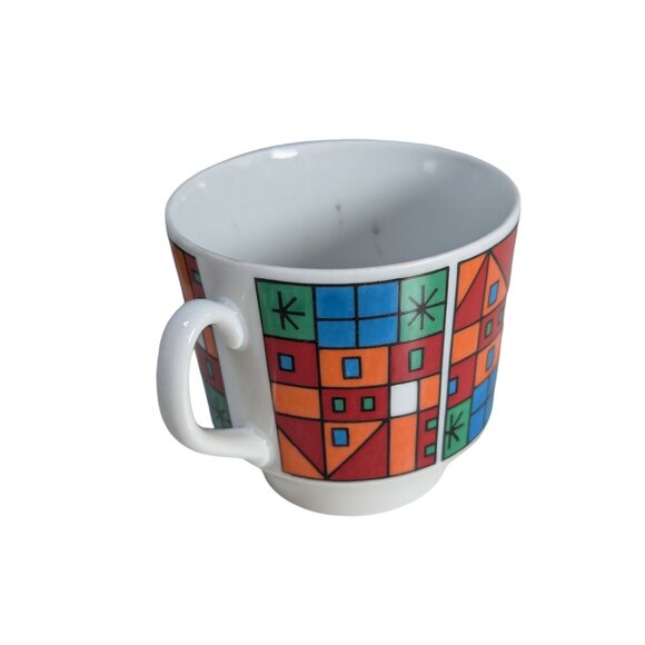 Vintage Schumann Arzberg Bavaria Germany Geometric Coffee Cups Creamer Mod 1970' - Picture 4 of 12